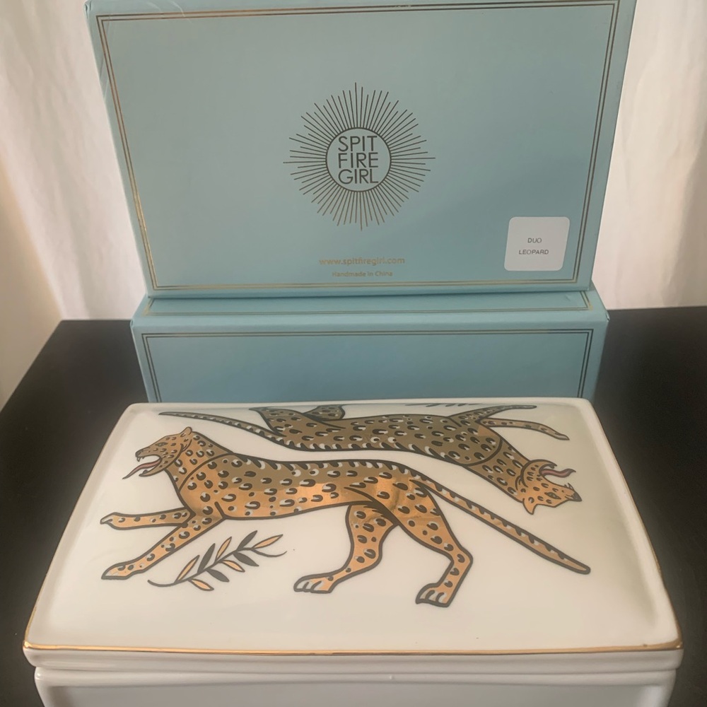 Spitfire Girl Gold Leopard Trinket Box